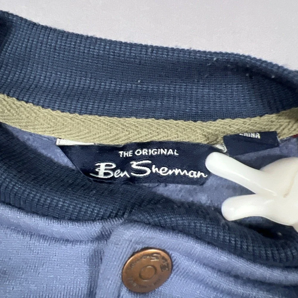 Ben Sherman 63 Logo Jacket Kids Blue Maroon Snap Front‎ Raglan Sleeve Rib Cuffs